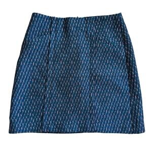 Ann Taylor Loft Blue Print Jacquard Skirt Size 4 Professional Business Casual